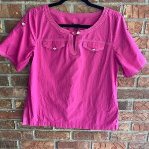 Talbots Pink Boxy Blouse with Buttoned Front